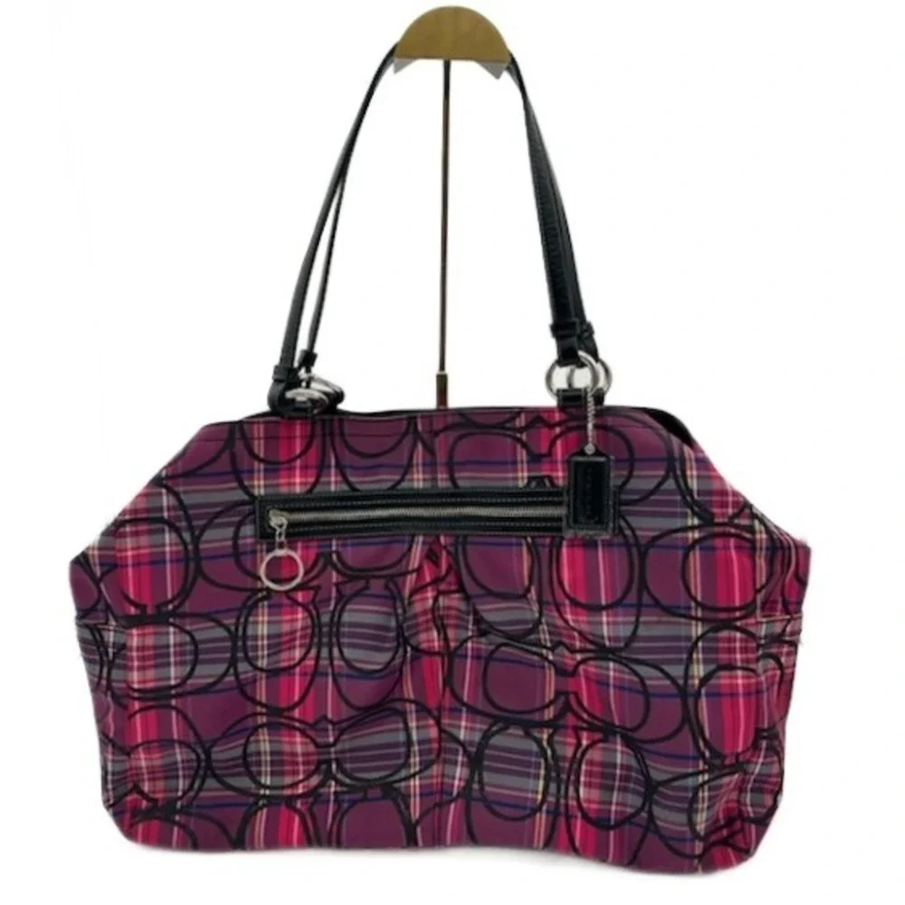 Y2K Coach Satchel Handbag Plaid Signature Purse Top Zip Designer‎ Bag - Picture 2 of 4